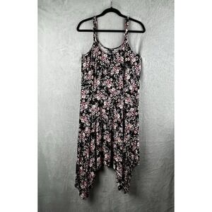 Torrid Sz 00 Floral….. Dress Handkerchief Hem Midi Adj. Straps Cottagecore Fairy